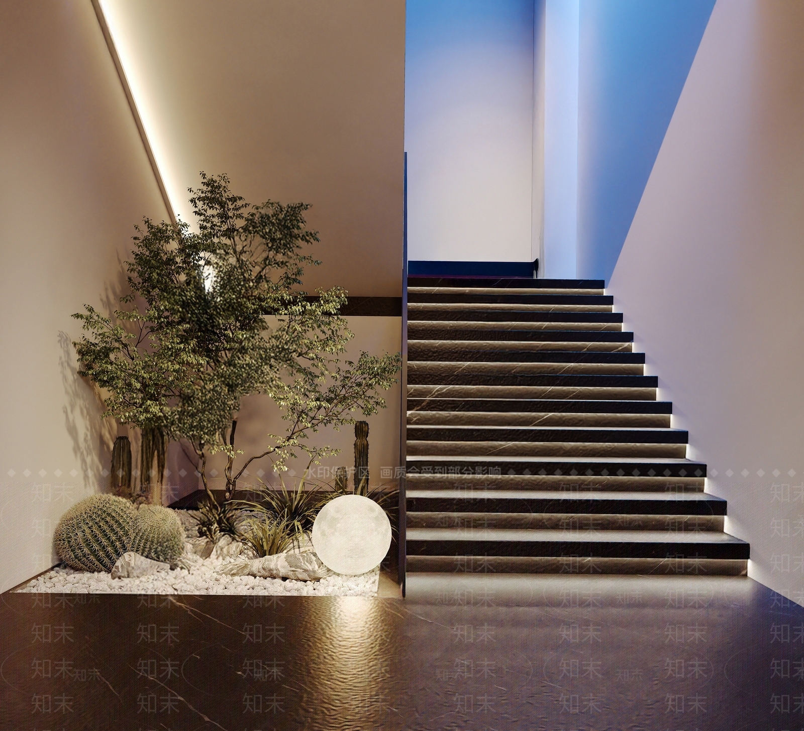 现代楼梯间SU模型下载【ID:1182379757】