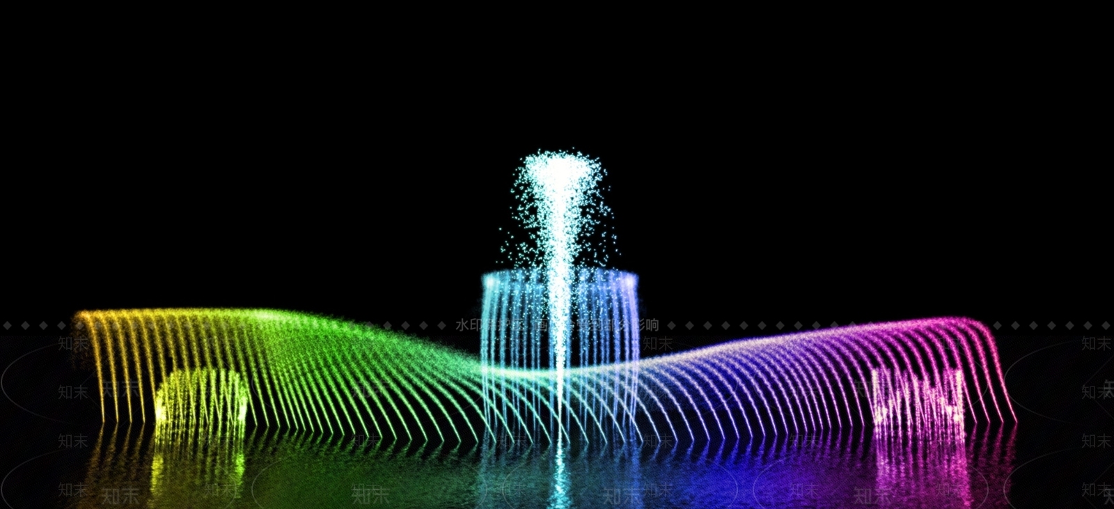 现代喷泉3D模型渲染效果图
