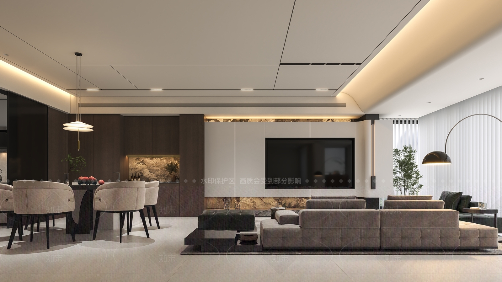 现代客餐厅3D模型下载【ID:1214970318】