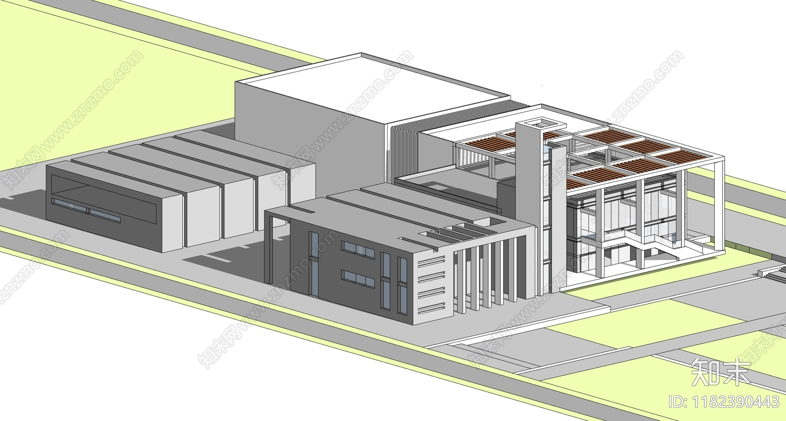 现代极简学校建筑SU模型下载【ID:1182390443】