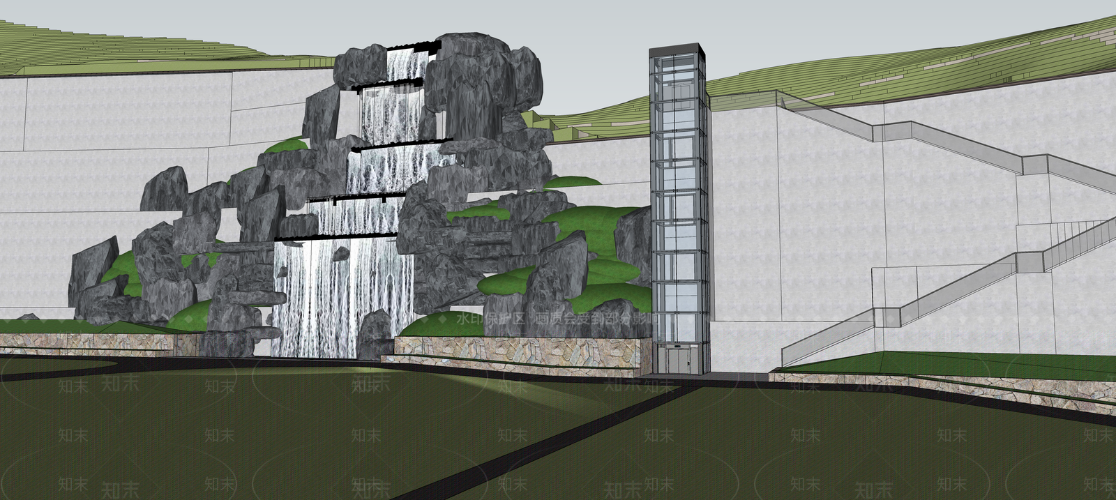 现代山SU模型下载【ID:1182392431】