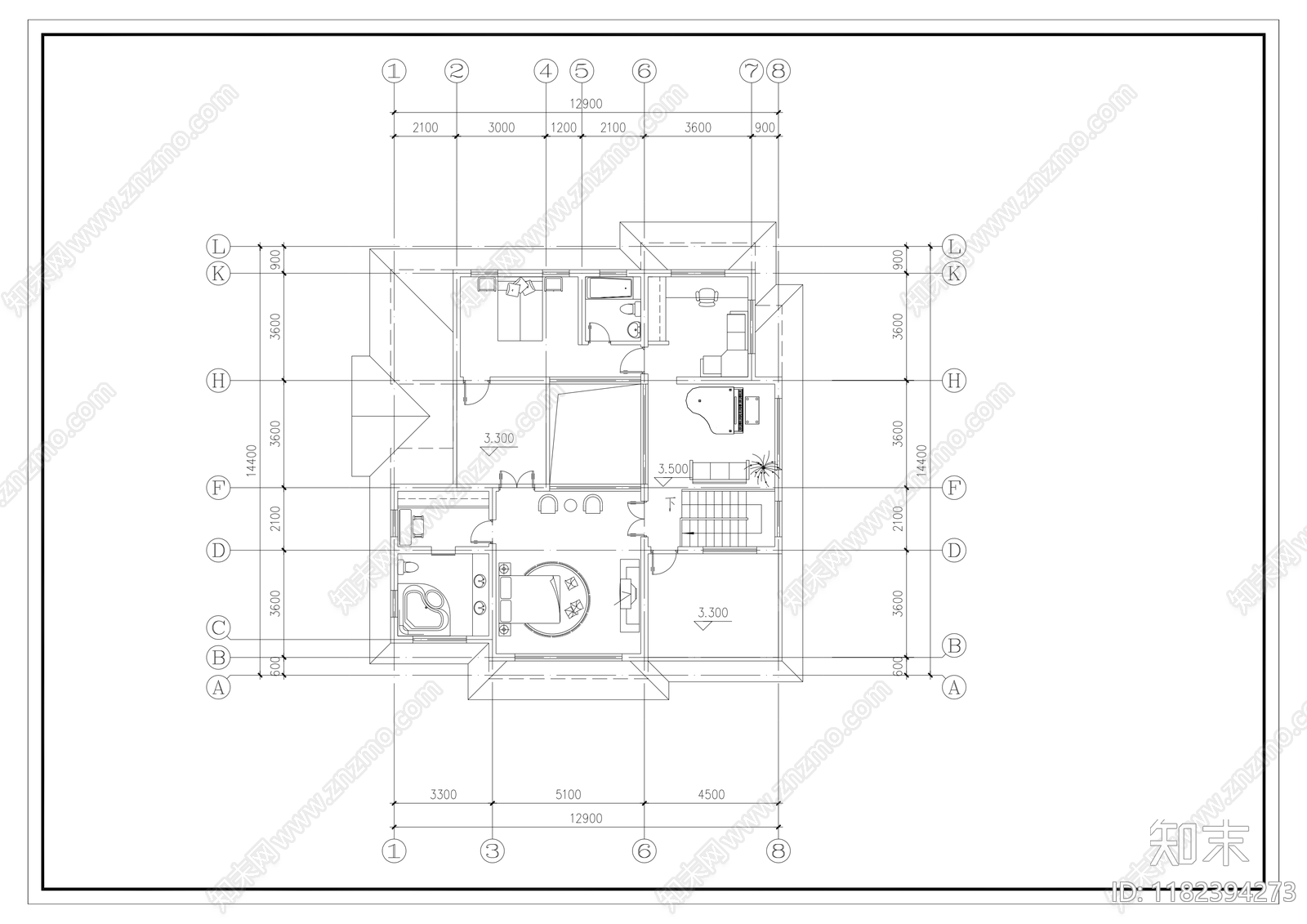 别墅设计方案图cad施工图下载【ID:1182394273】