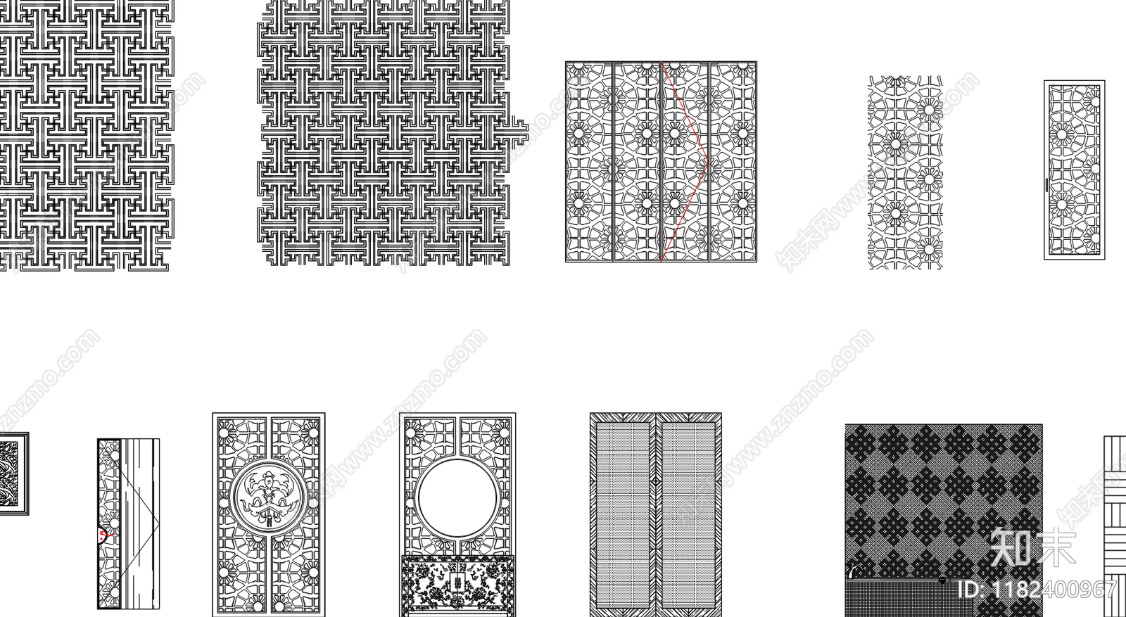 中式现代综合家具图库cad施工图下载【ID:1182400967】