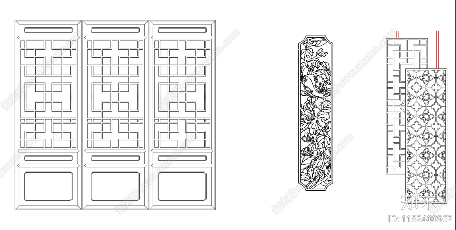 中式现代综合家具图库cad施工图下载【ID:1182400967】