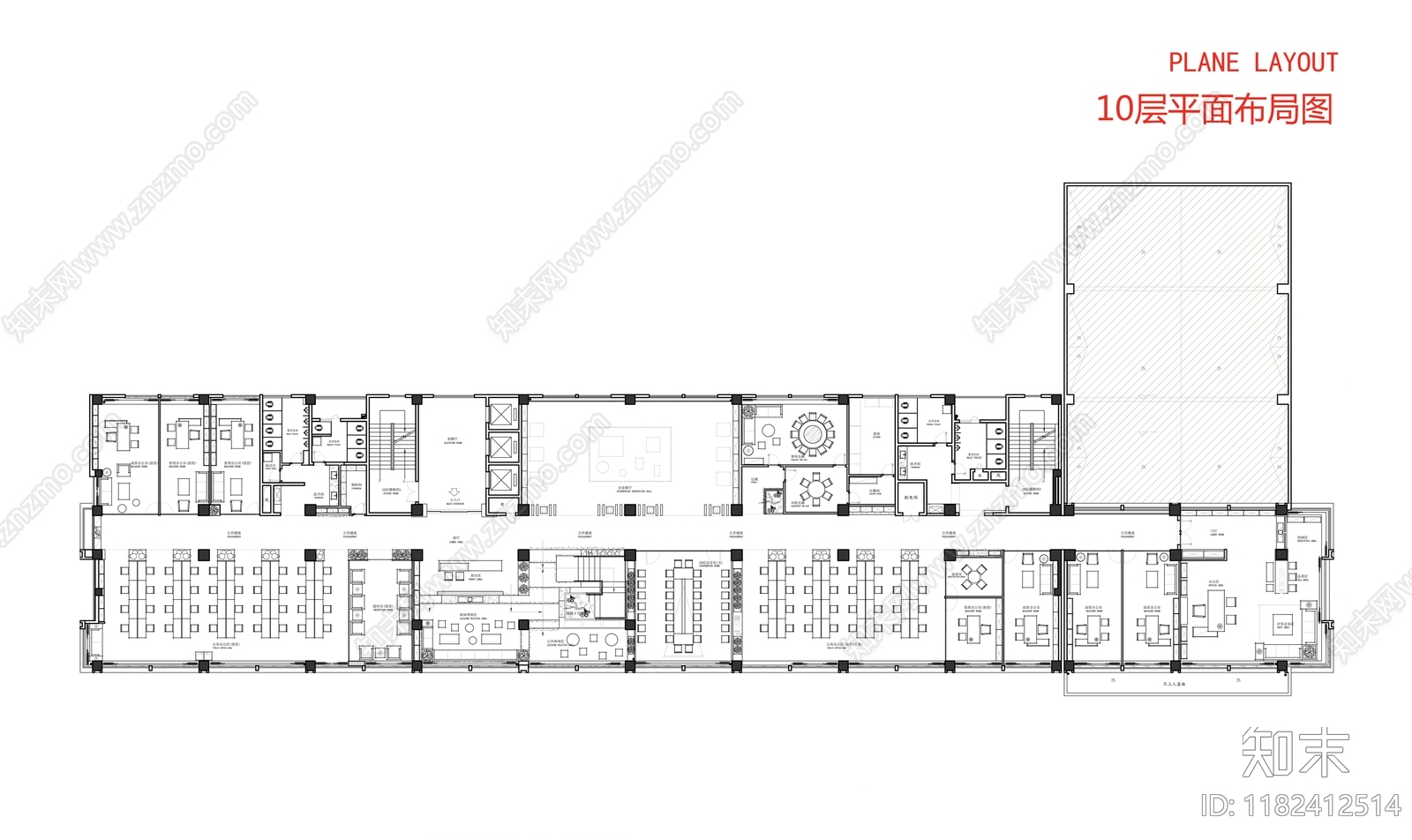 办公室平面图cad施工图下载【ID:1182412514】