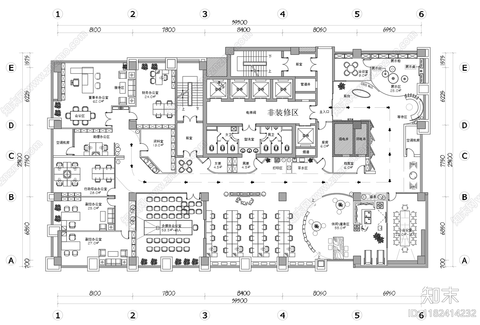 现代整体办公空间cad施工图下载【ID:1182414232】
