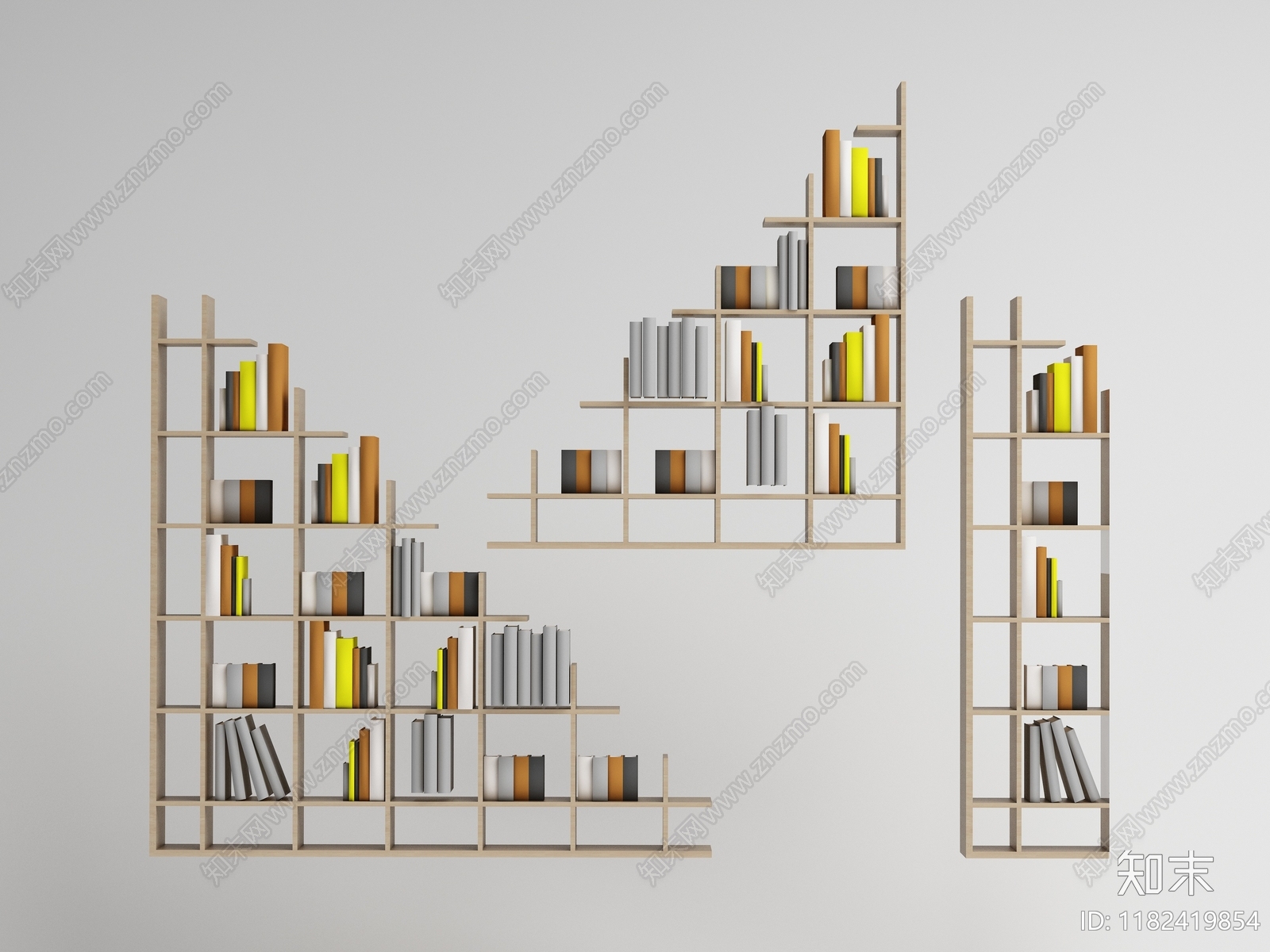 现代北欧书架3D模型下载【ID:1182419854】