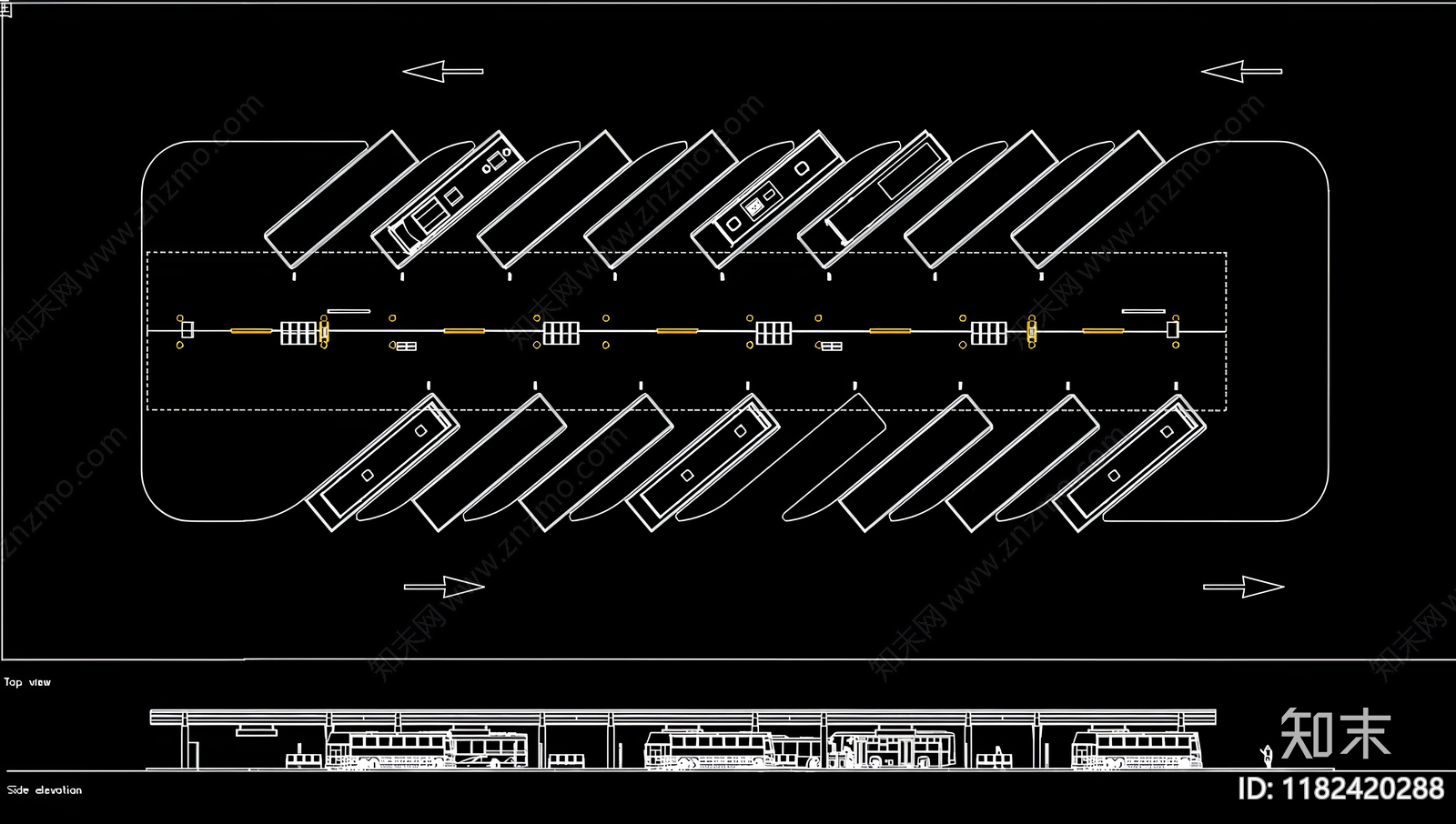 公交车站cad施工图下载【ID:1182420288】