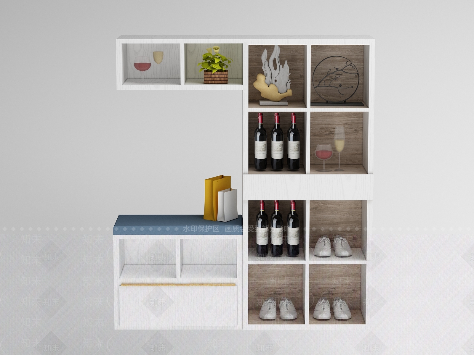 现代原木酒架3D模型下载【ID:1182423629】