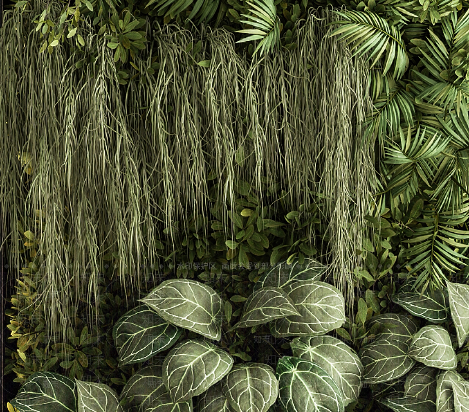 现代植物堆3D模型下载【ID:1182439519】