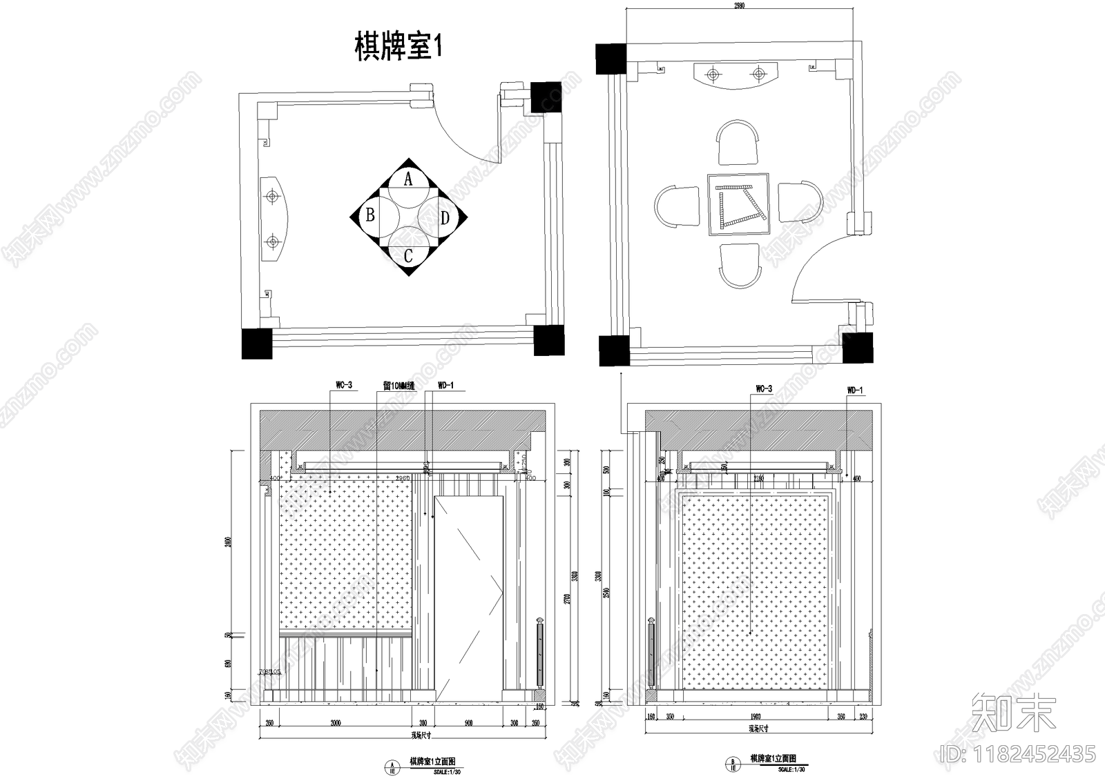 会所cad施工图下载【ID:1182452435】