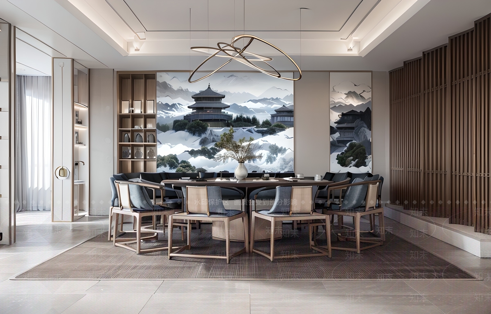 现代新中式包厢SU模型下载【ID:1182459467】