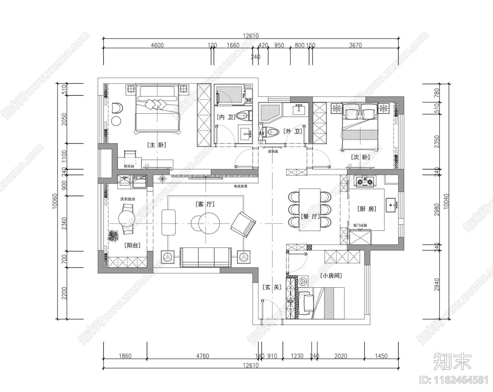 平层cad施工图下载【ID:1182464581】