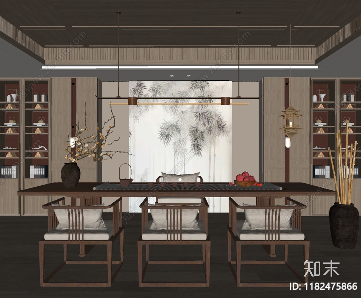 新中式茶室SU模型下载【ID:1182475866】