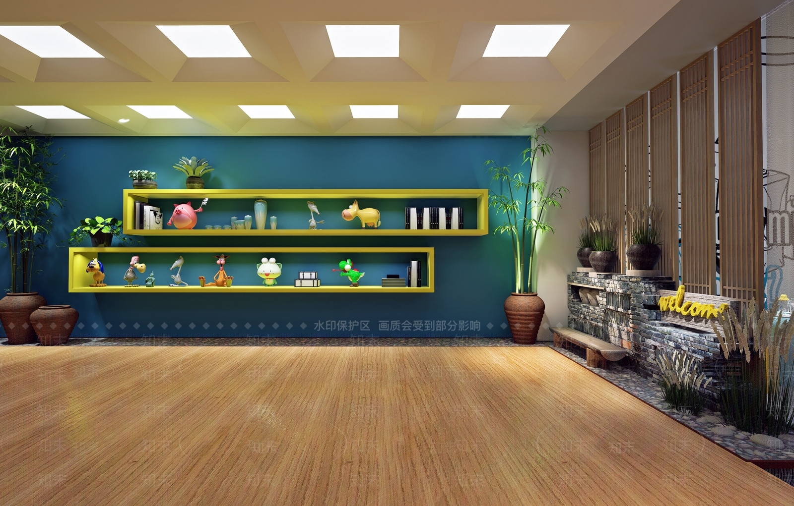 现代新中式奶茶店SU模型下载【ID:1182480457】