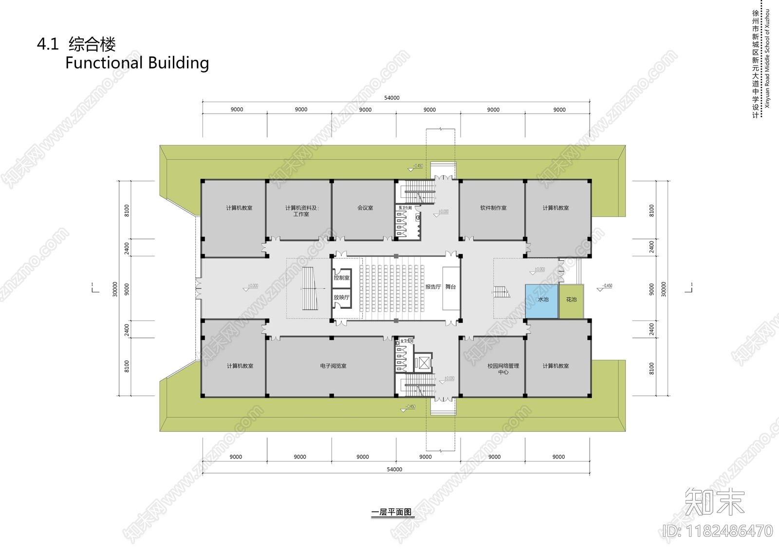 现代学校建筑cad施工图下载【ID:1182486470】