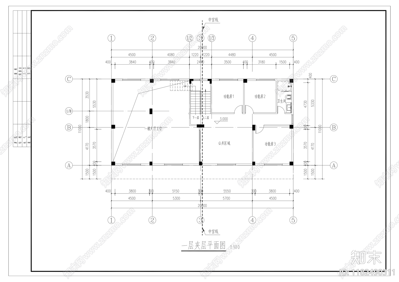 建筑平面图cad施工图下载【ID:1182490311】