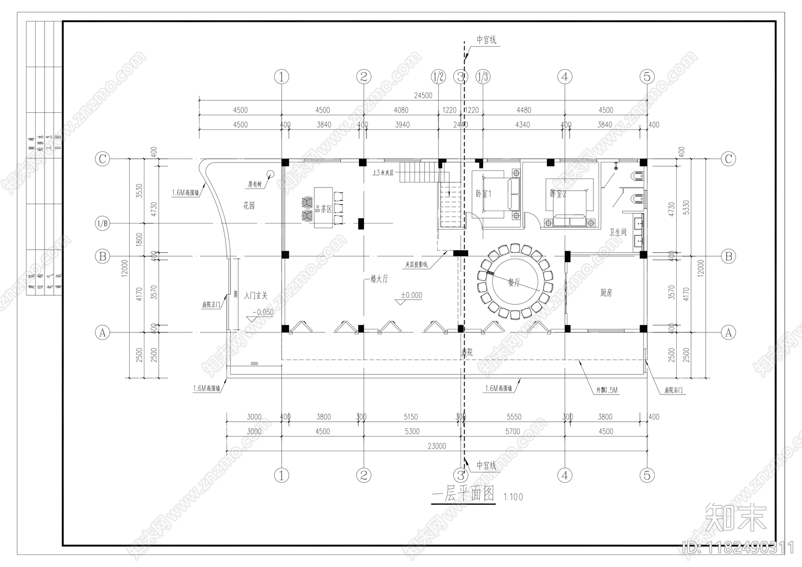 建筑平面图cad施工图下载【ID:1182490311】