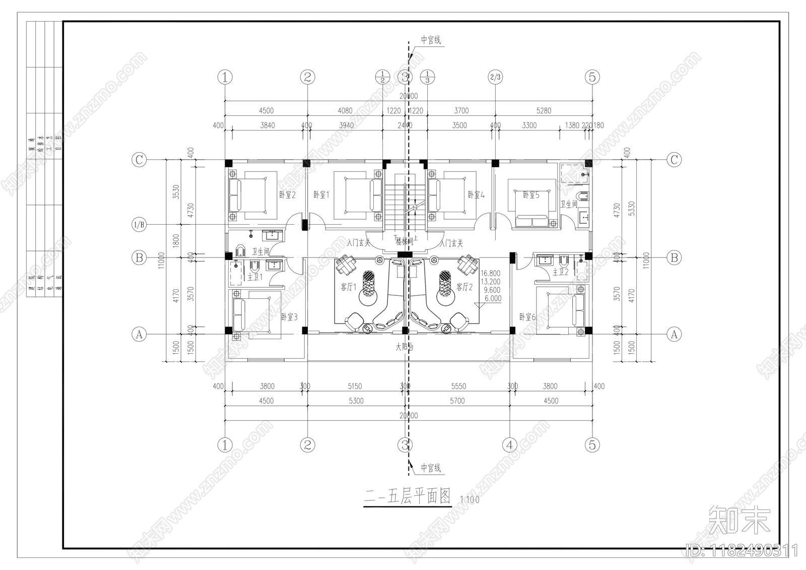 建筑平面图cad施工图下载【ID:1182490311】