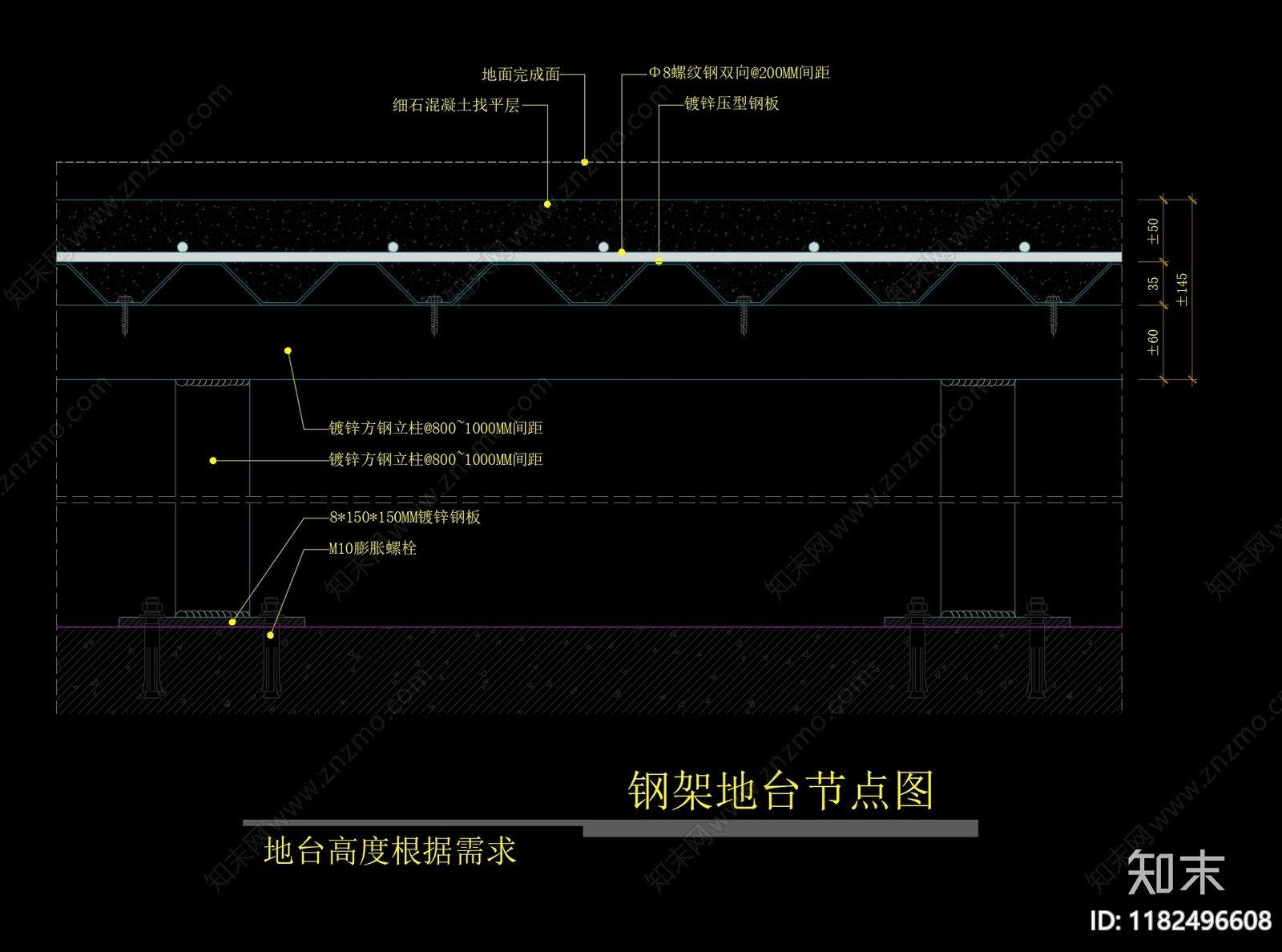 现代地面节点cad施工图下载【ID:1182496608】