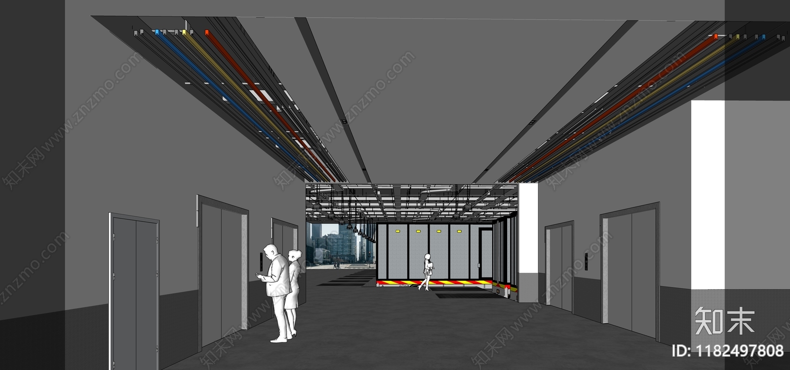 现代电梯厅SU模型下载【ID:1182497808】