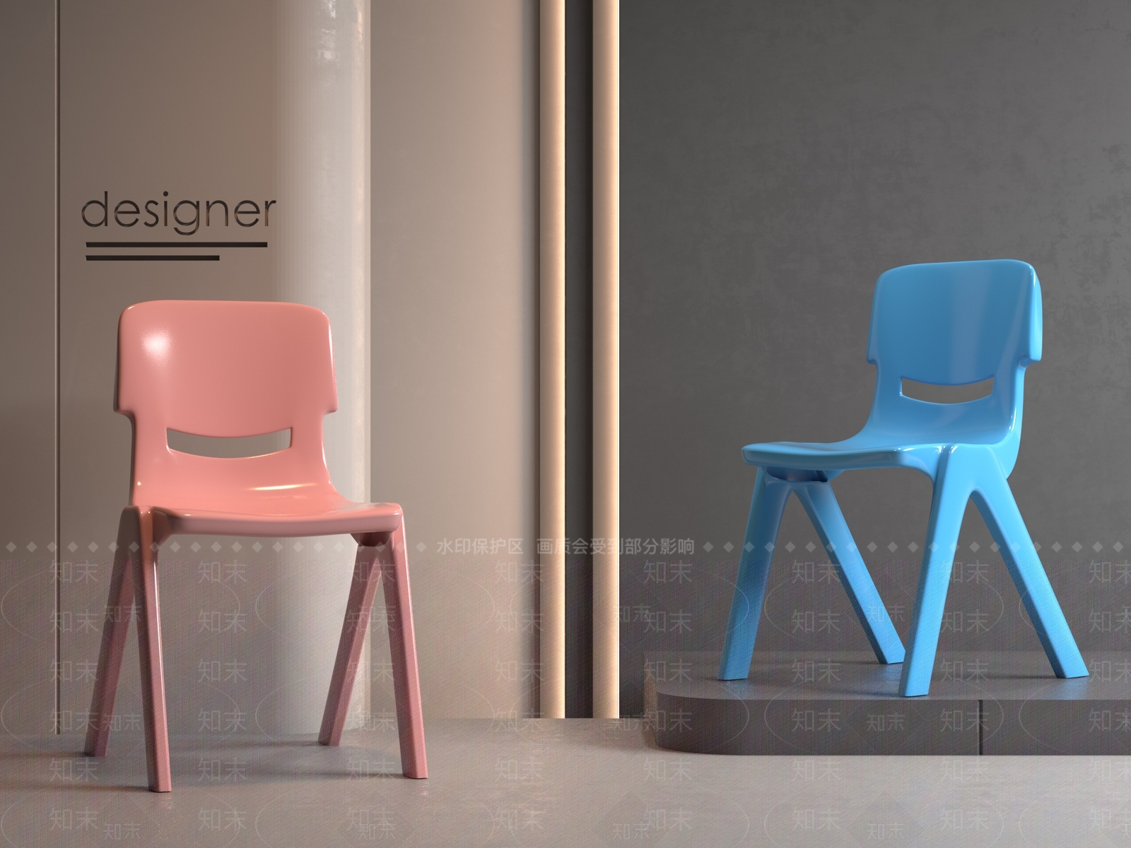 现代儿童椅3D模型下载【ID:1182498349】