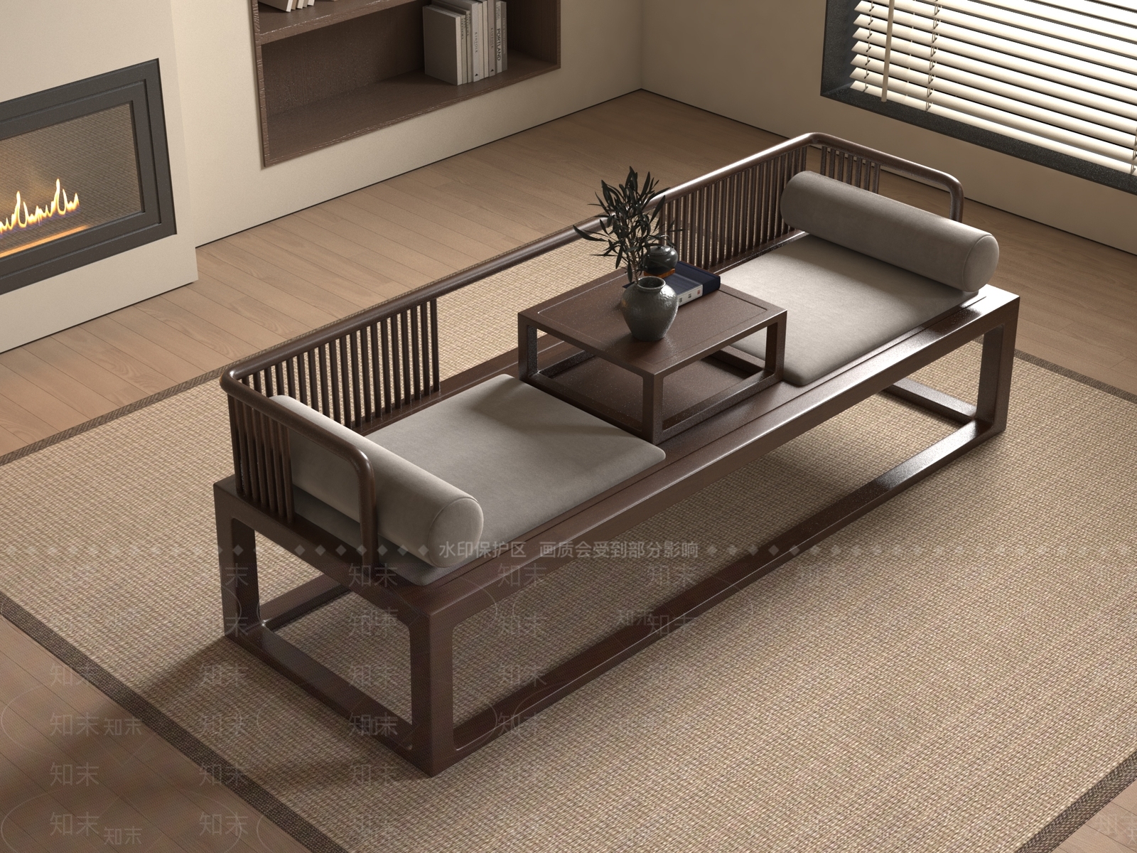罗汉床3D模型下载【ID:1182499815】