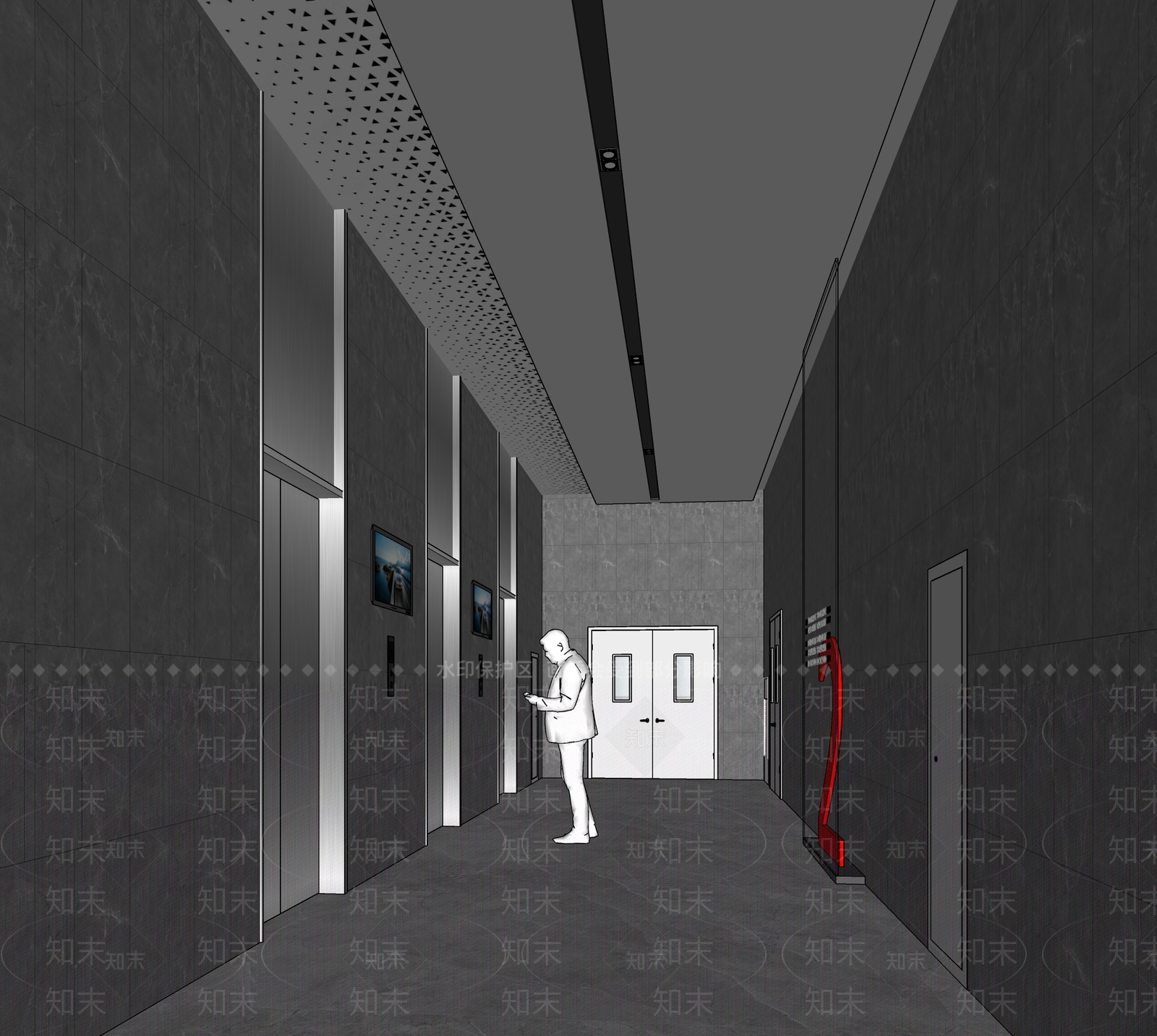 现代电梯厅SU模型下载【ID:1182506997】