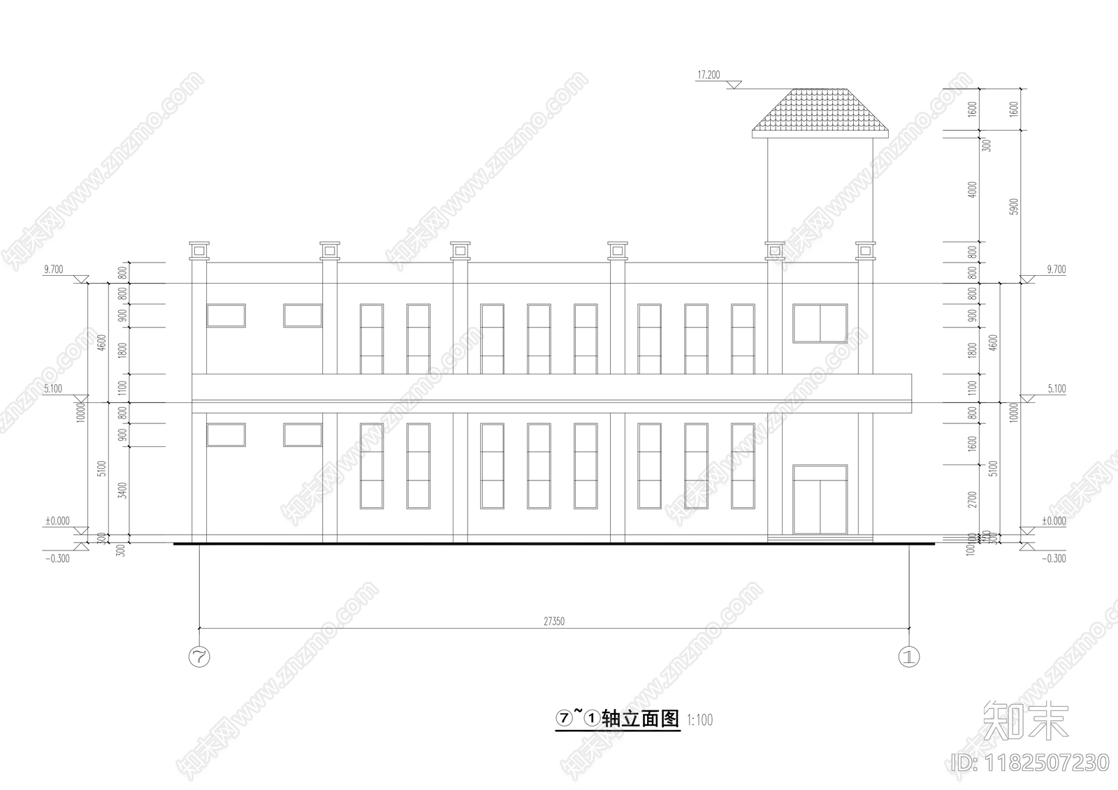 现代新中式住宅楼建筑cad施工图下载【ID:1182507230】