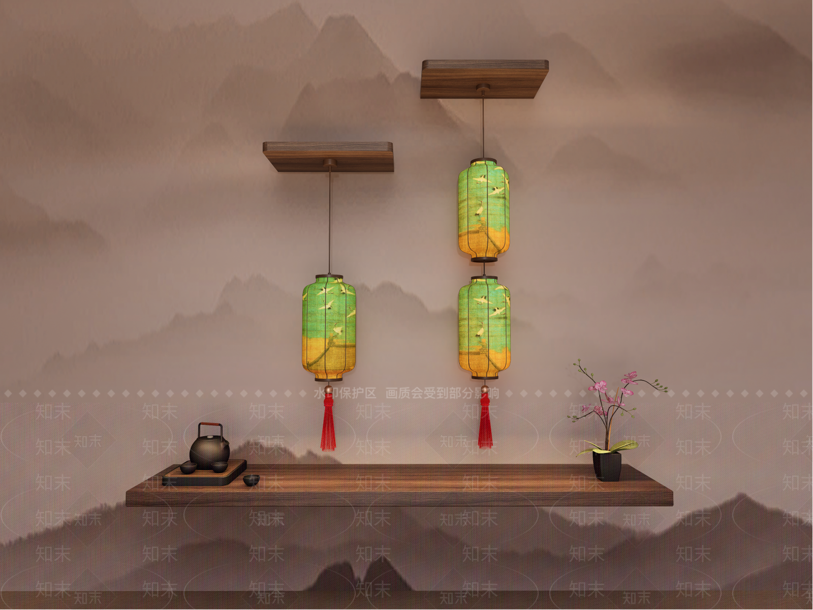 中式新中式灯笼SU模型下载【ID:1182525076】
