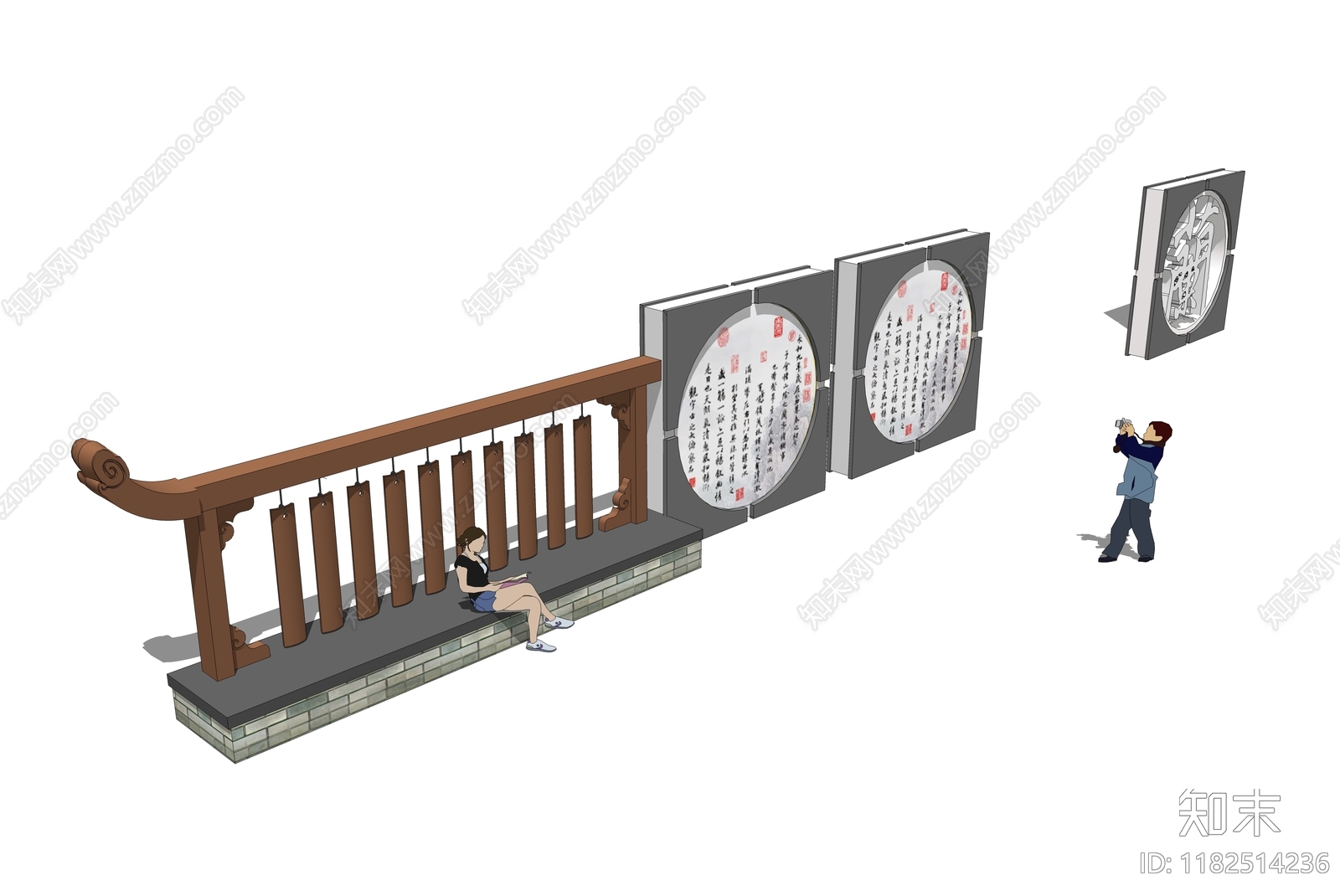 新中式景观公园SU模型下载【ID:1182514236】