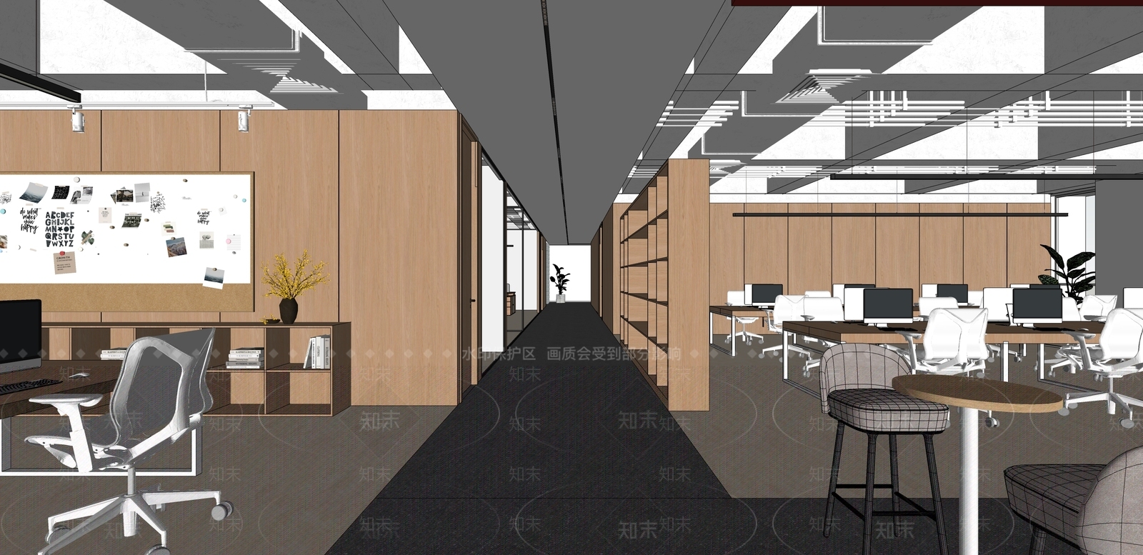 现代工业办公走廊SU模型下载【ID:1182514626】