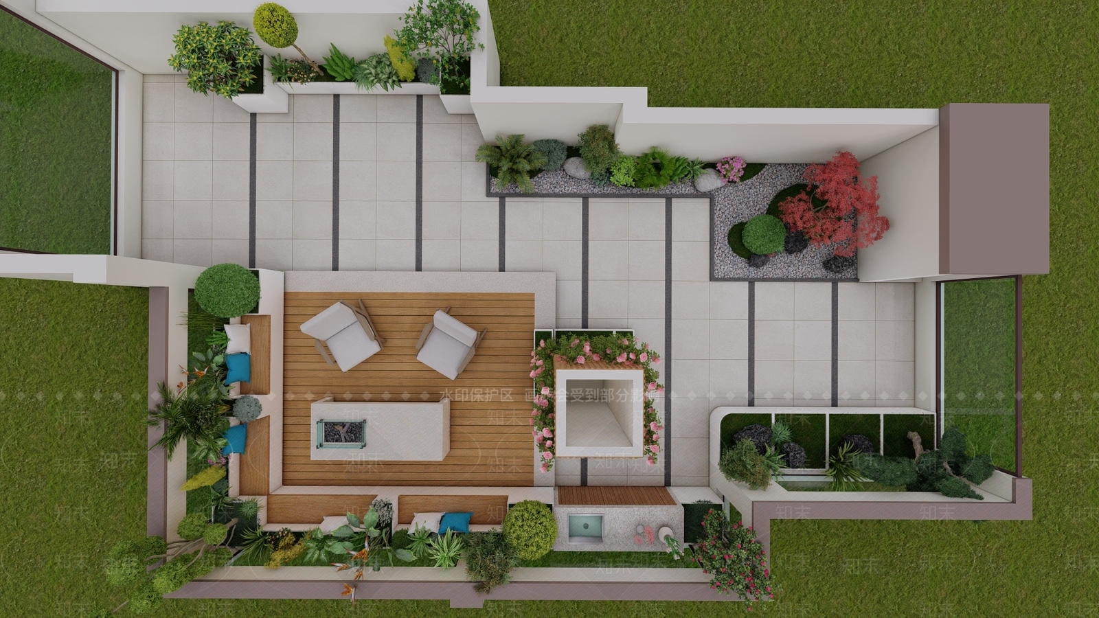 现代简约屋顶花园SU模型下载【ID:1182518086】