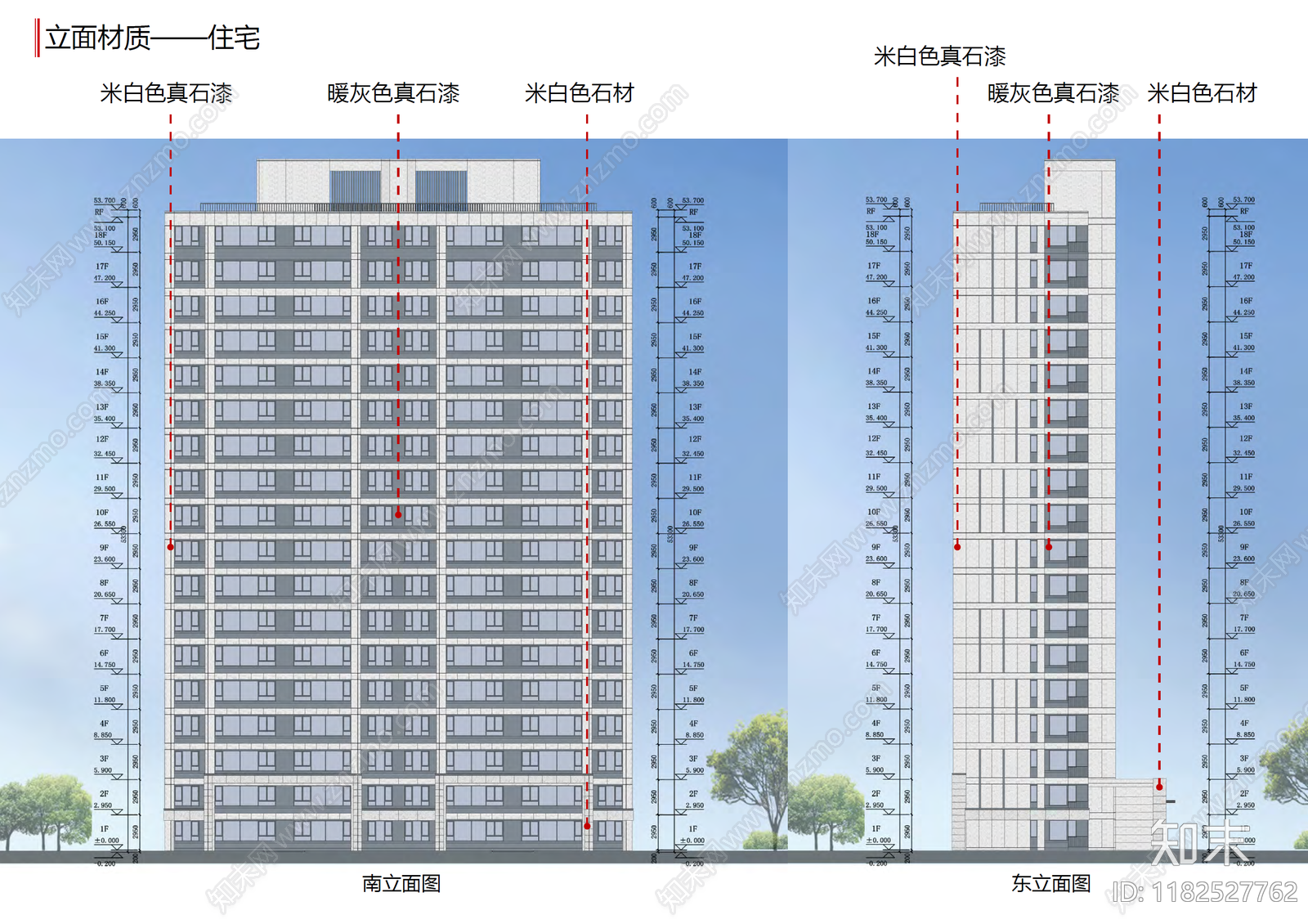 现代简约住宅楼建筑cad施工图下载【ID:1182527762】