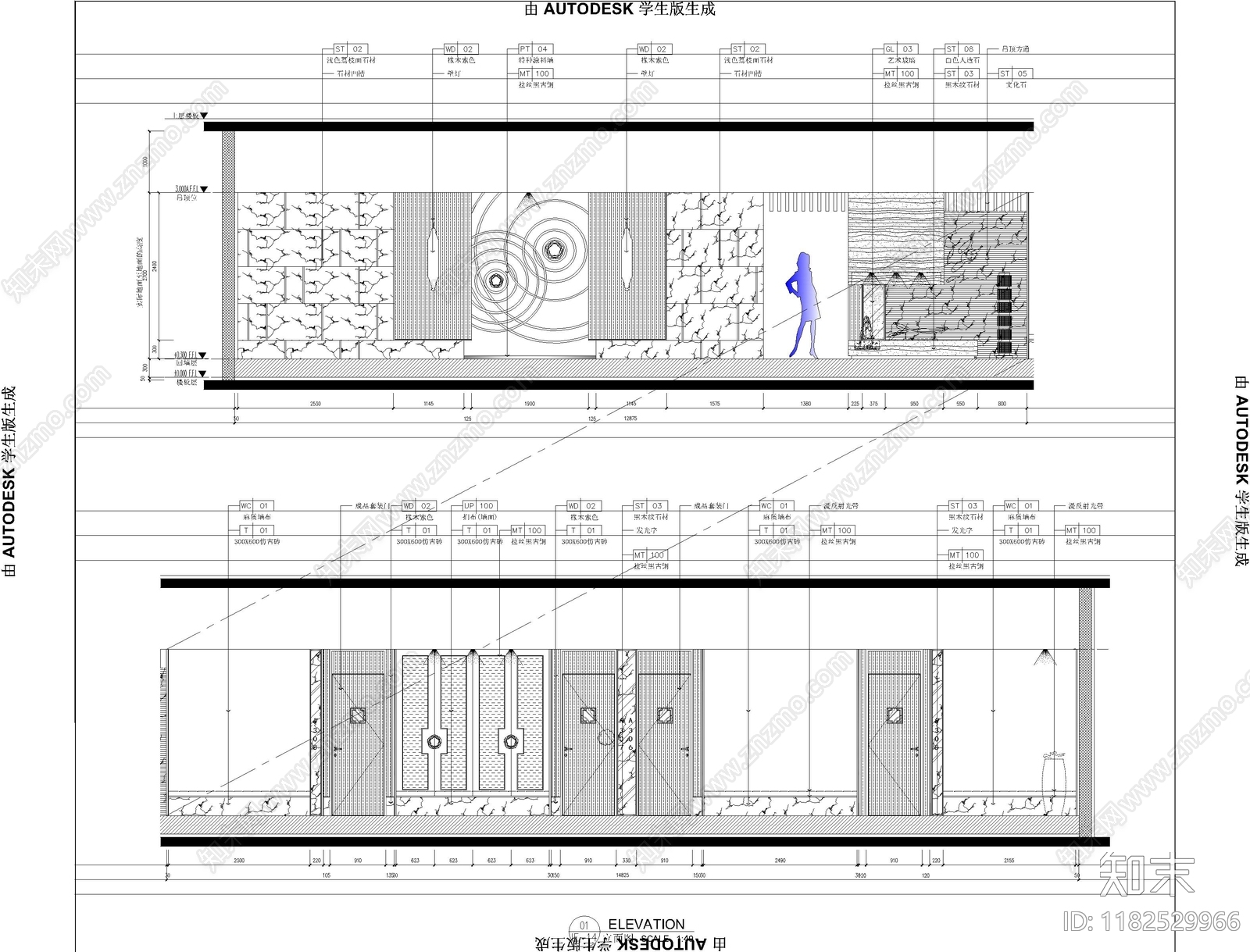 现代足浴店cad施工图下载【ID:1182529966】
