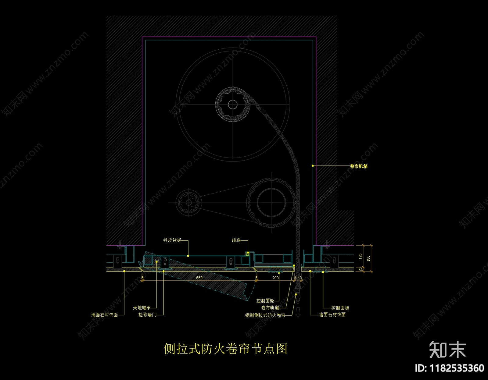 现代门节点cad施工图下载【ID:1182535360】