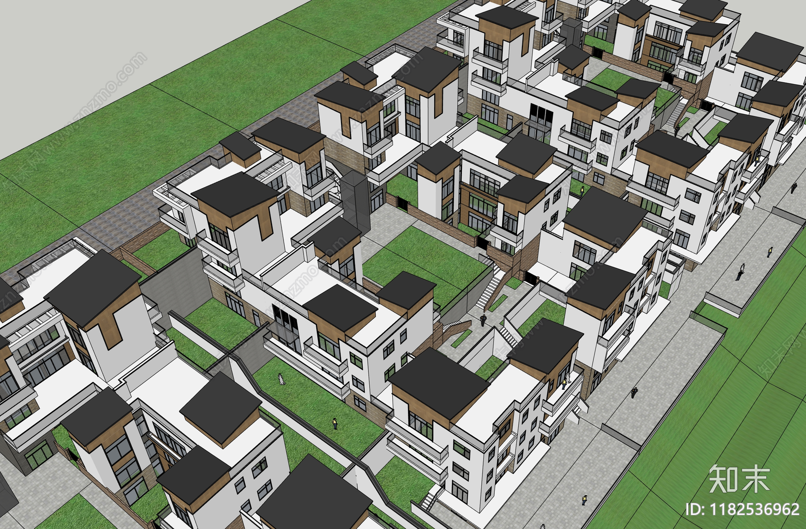 现代多层住宅SU模型下载【ID:1182536962】