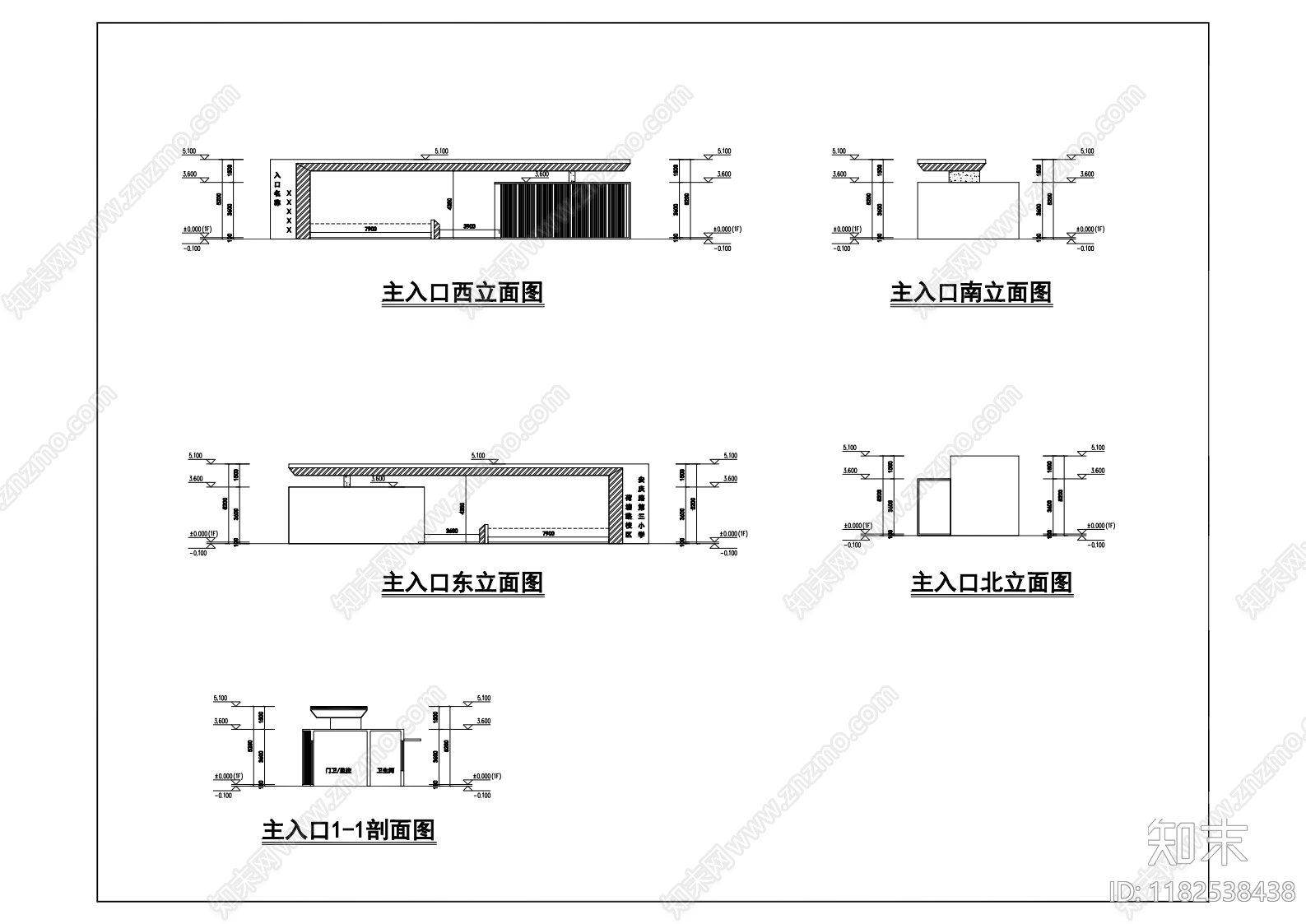 现代新中式门卫室建筑施工图下载【ID:1182538438】