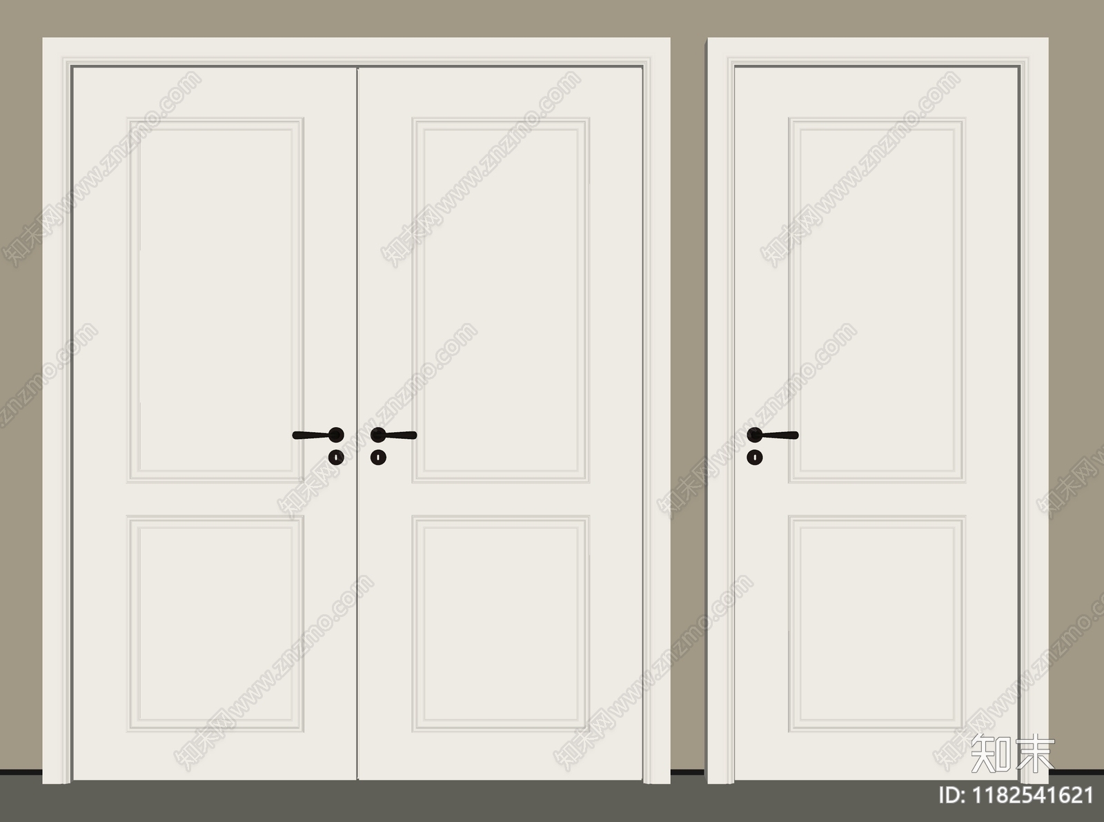 简欧现代双开门SU模型下载【ID:1182541621】