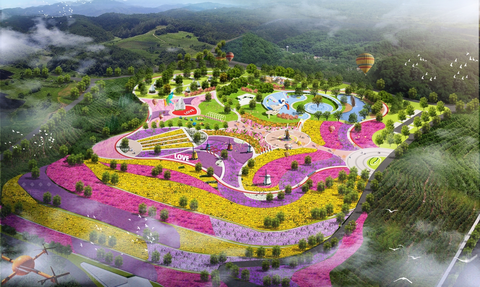 现代新中式乡村公园SU模型下载【ID:1182545305】