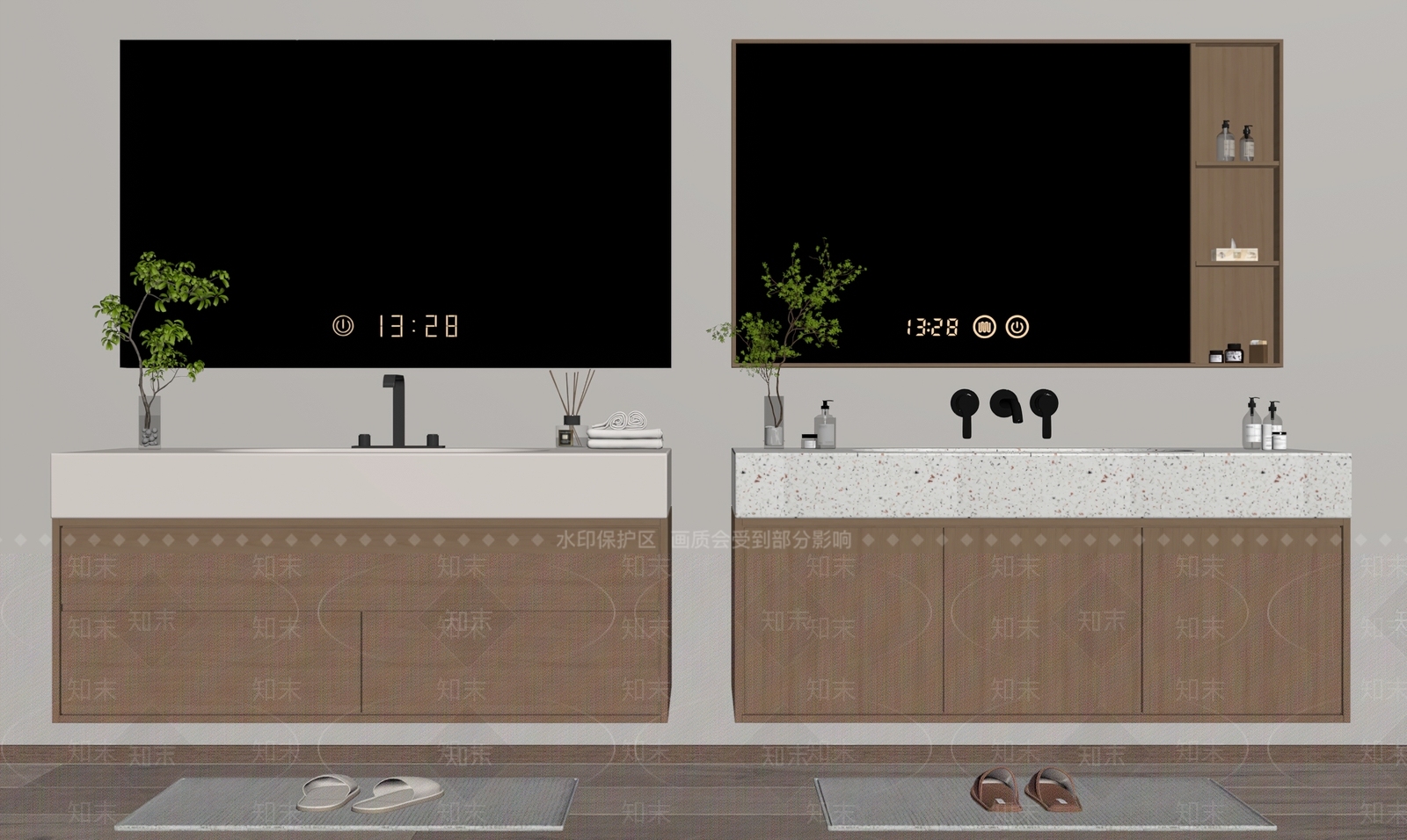 现代浴室柜SU模型下载【ID:1182547111】