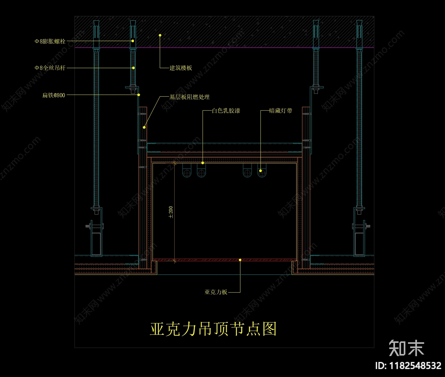 现代吊顶节点cad施工图下载【ID:1182548532】