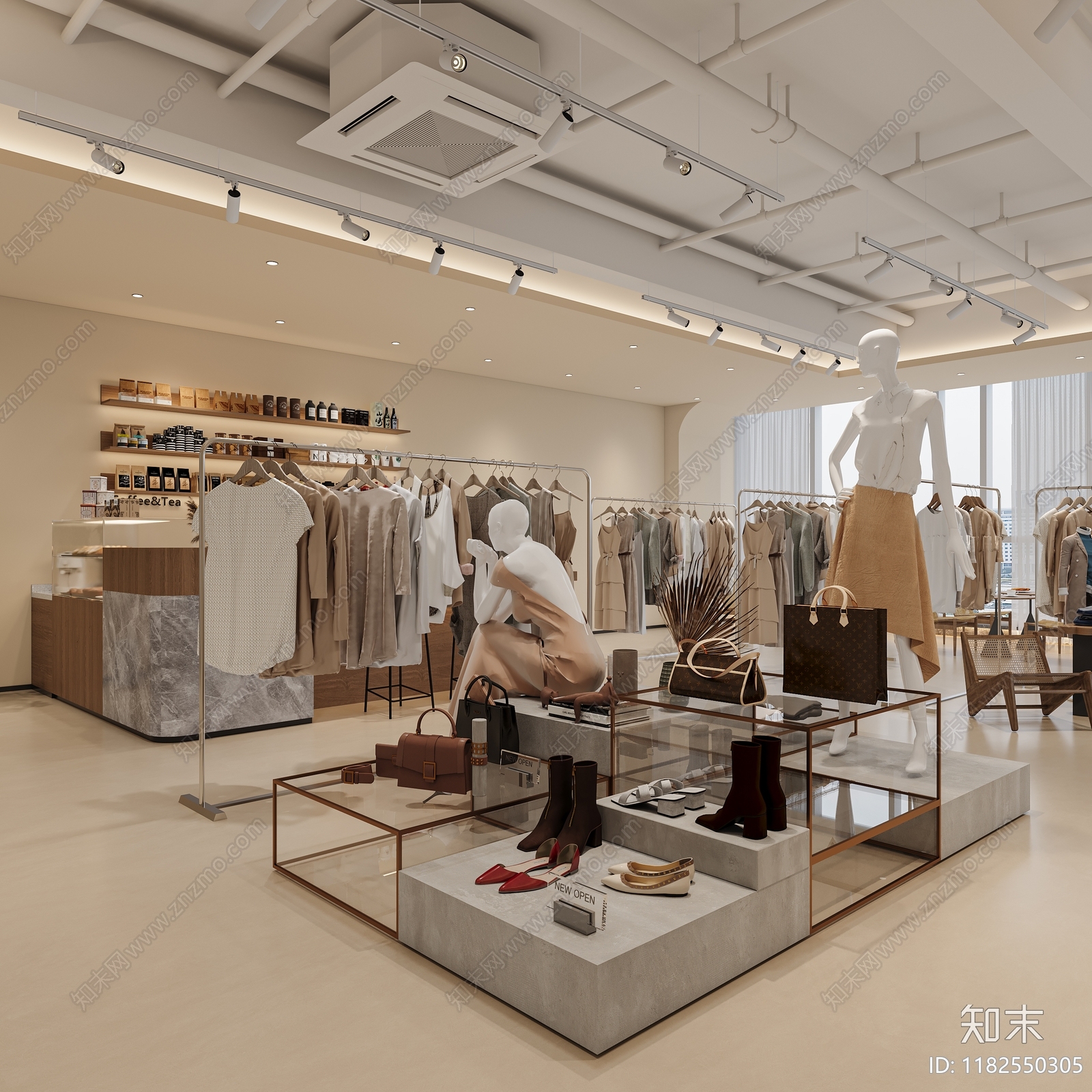 现代奶油服装店3D模型下载【ID:1182550305】