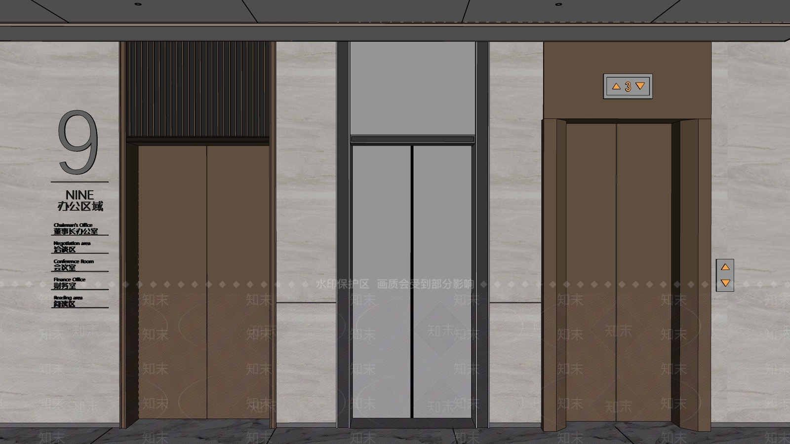 现代电梯厅SU模型下载【ID:1182550952】