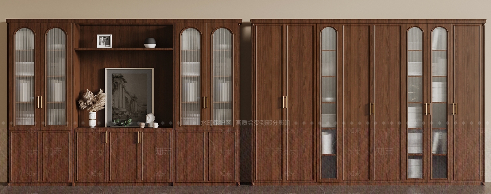 美式书柜3D模型下载【ID:1182551145】