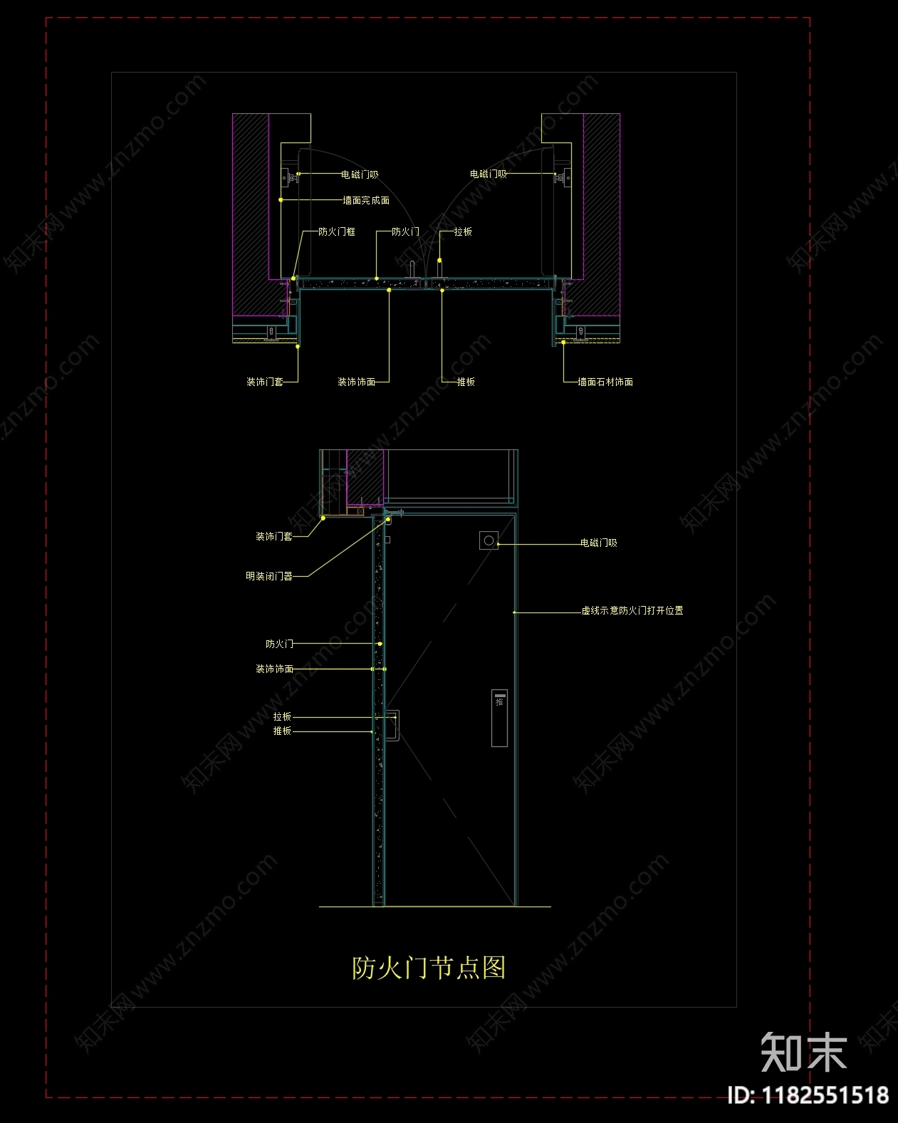 现代门节点cad施工图下载【ID:1182551518】