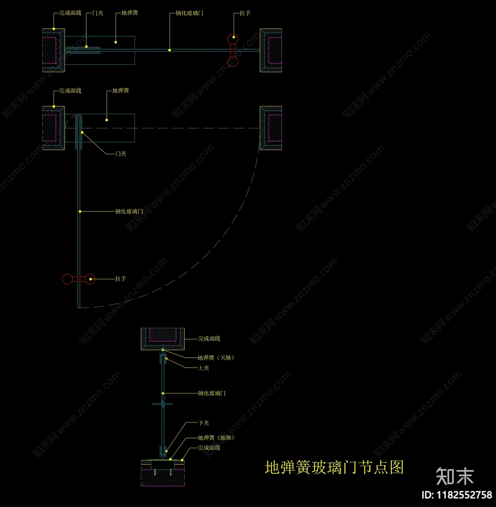 现代门节点cad施工图下载【ID:1182552758】