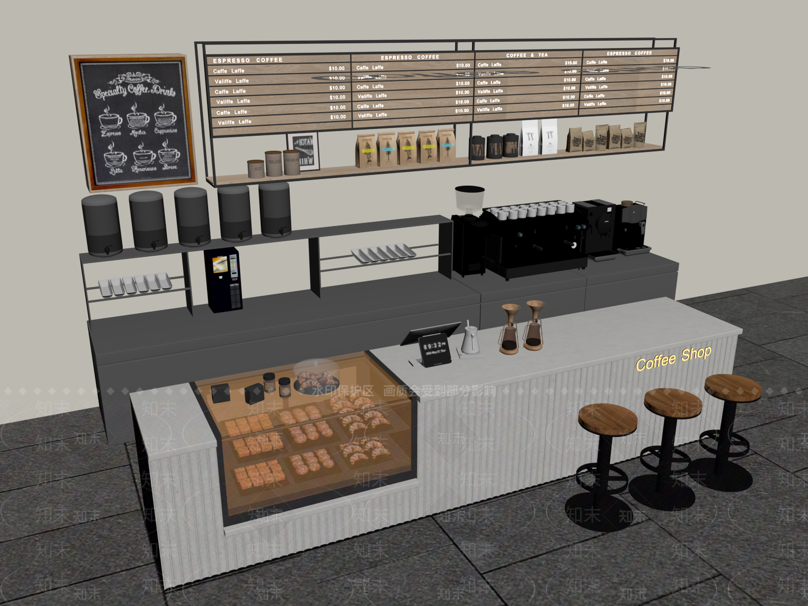 现代奶茶店SU模型下载【ID:1182553154】