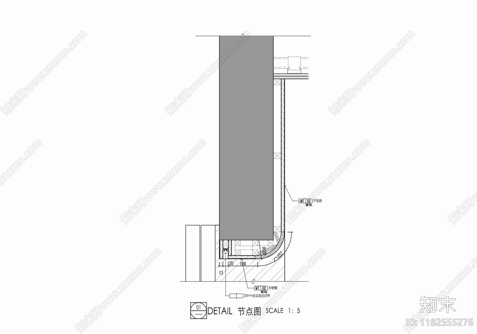 现代墙面节点cad施工图下载【ID:1182555276】