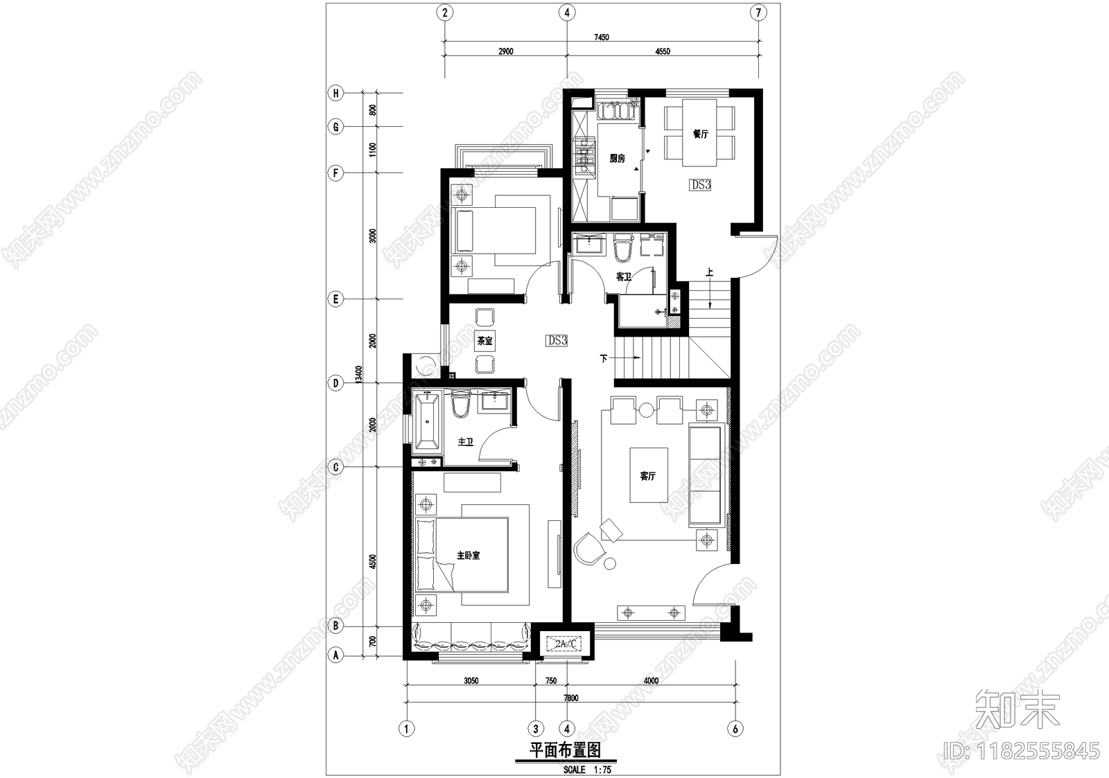 别墅cad施工图下载【ID:1182555845】